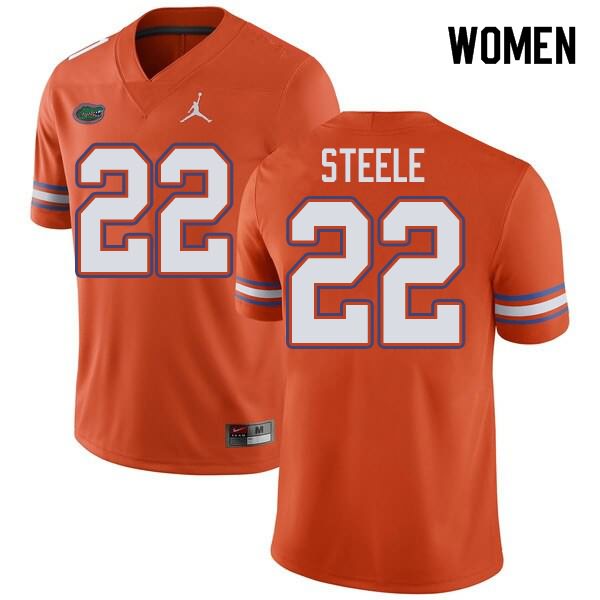 Women's NCAA Florida Gators Chris Steele #22 Stitched Authentic Jordan Brand Orange College Football Jersey QEB0765KB